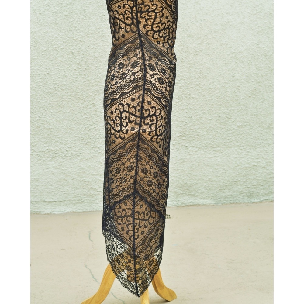 Laundry by Shelli Segal Dress Size 6 Black Lace Y2K Sexy Slip Whimsy Fairy - Picture 4 of 9